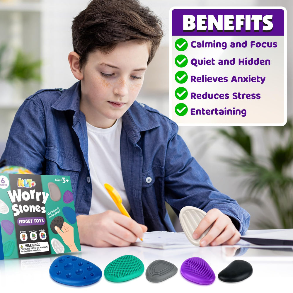KLT fidget stone in office use for silent stress distraction
