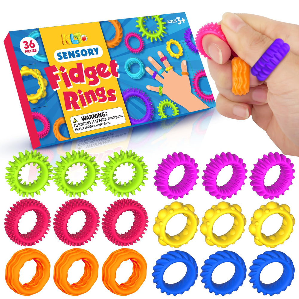 KLT Sensory fidget rings 36-pack in vibrant colors for calm focus