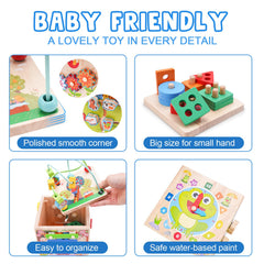 KMTJT Wooden Activity Cube learning clock supports early time-telling recognition.