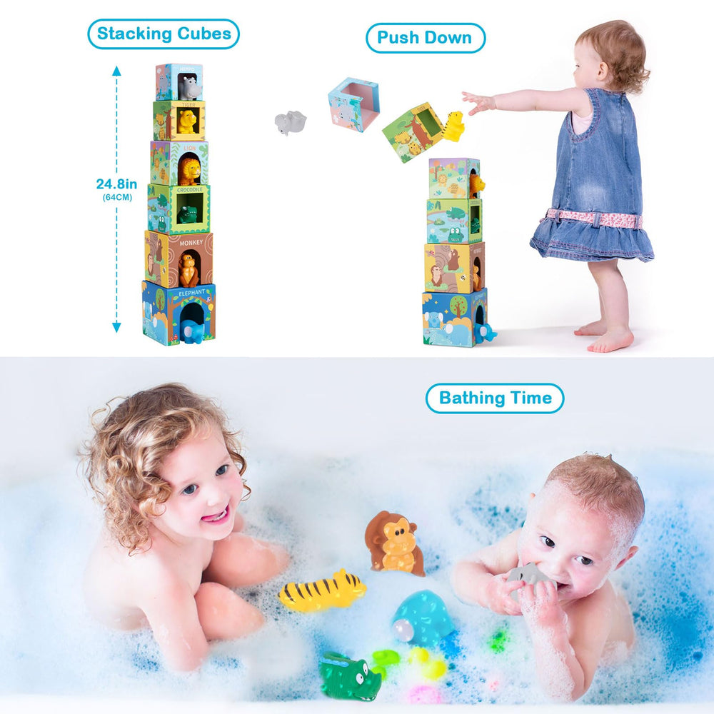 KMTJT colorful tower play durable blocks boost color recognition and coordination