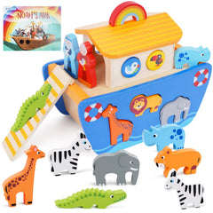 KMTJT Noah's Ark wooden ark toy with sturdy wood for durable imaginative play.