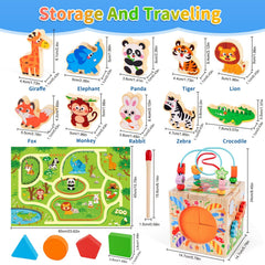 KMTJT wooden activity cube learning clock helps introduce time concepts through interactive play.