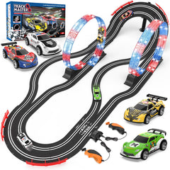 Kmuxilal slot car track set showing easy assembly for kids