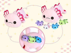 KMUYSL axolotl mommy plush belly unzip reveals four babies for interactive storytelling