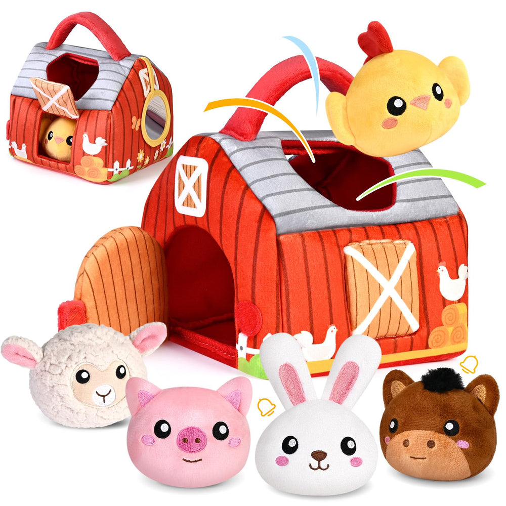 KMUYSL barn exterior plush toy for on-the-go infants and cozy playtime.