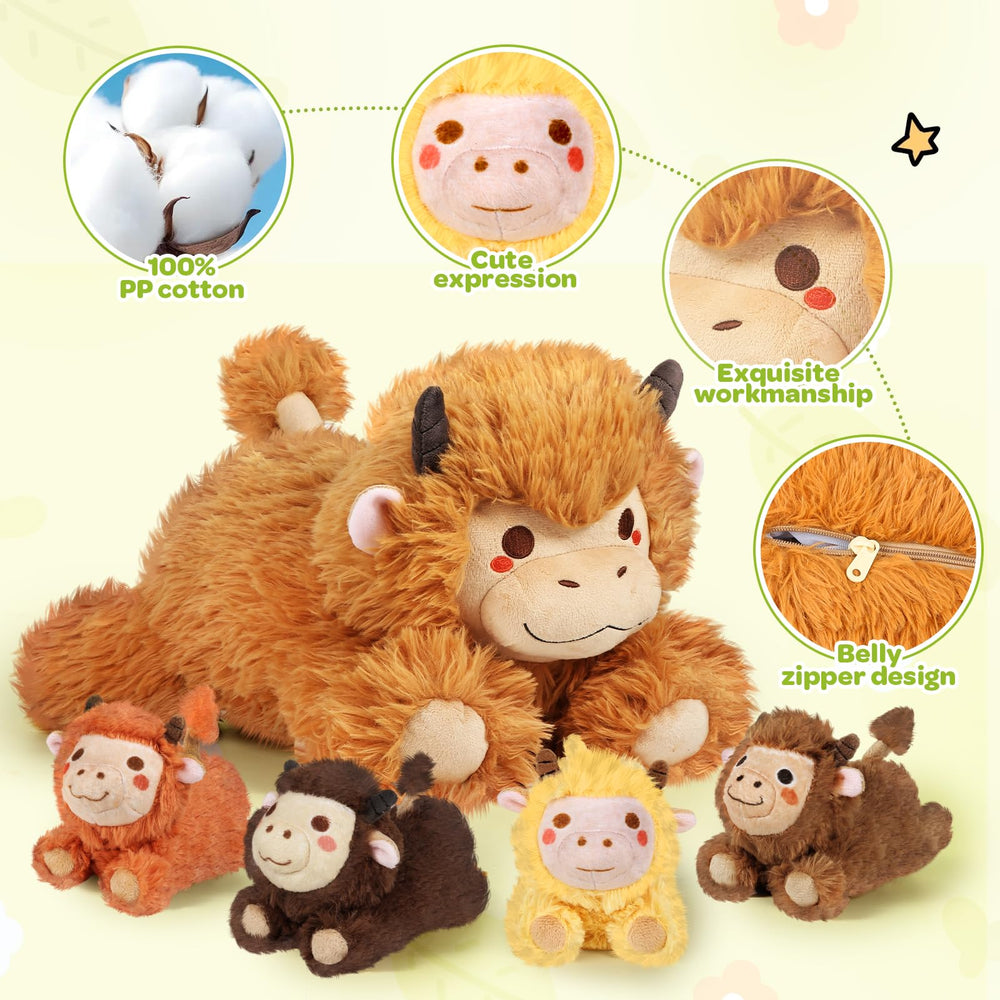 KMUYSL Highland Cow baby calf 3 with soft fabric for safe hugs.