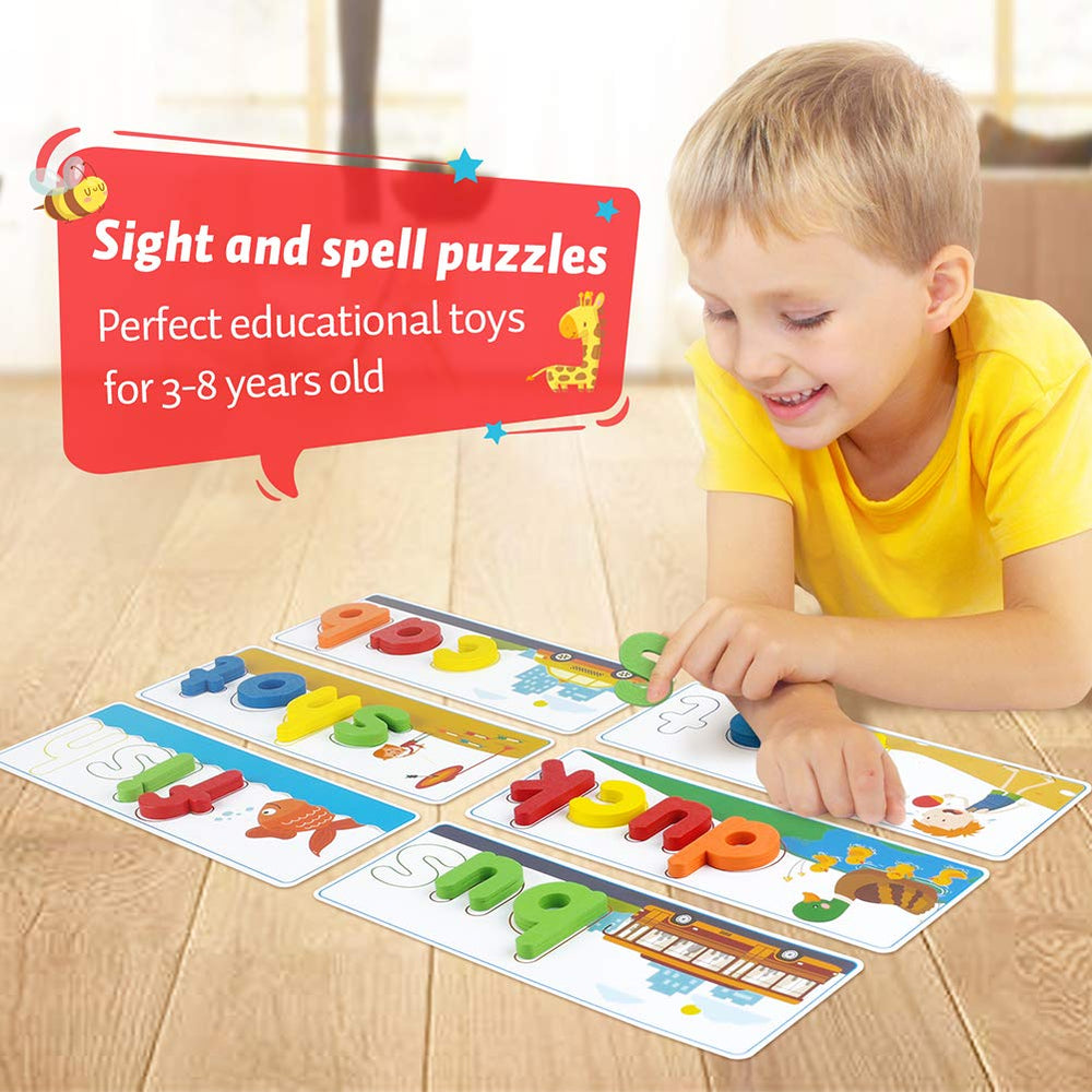 KMUYSL See & Spell wooden blocks support spelling practice and fine motor skills.