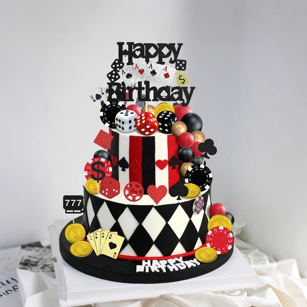 Knana poker chips cake topper enhances desserts with a bold gaming motif.