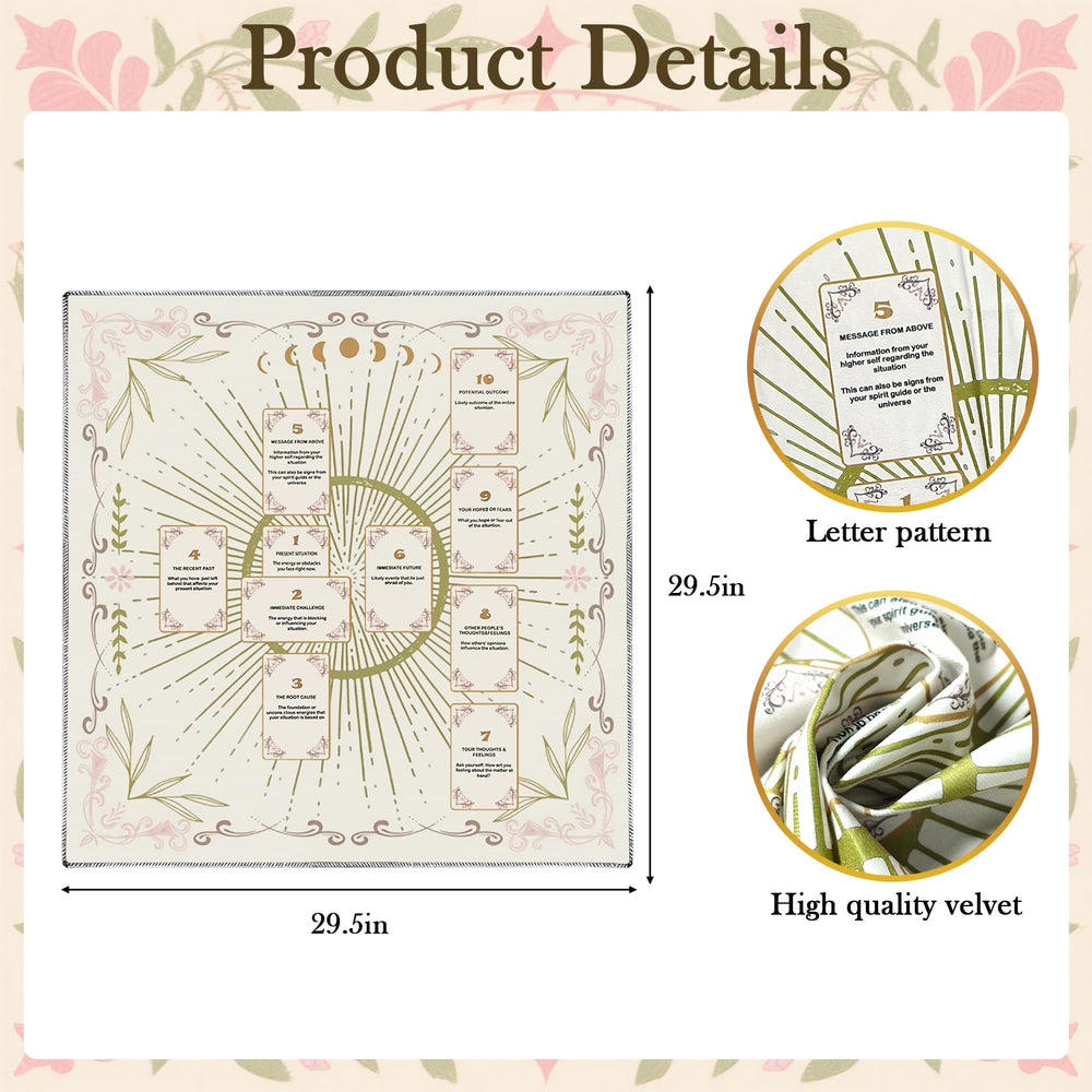 Knana white velvet altar cloth with moon floral engraving for ritual ambiance.