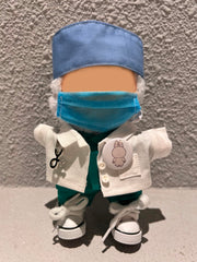 Kncco-Mdt doctor set white coat for 17cm dolls, ideal for imaginative play.