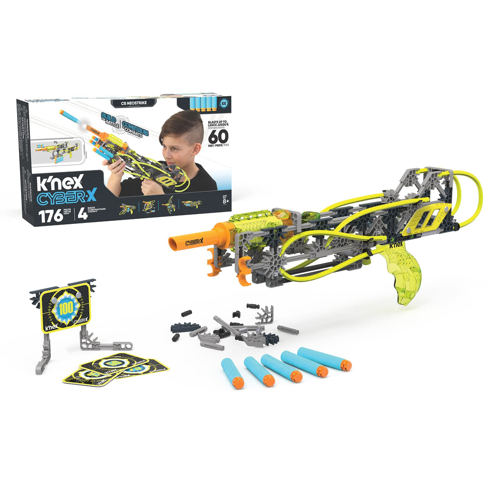 K'NEX Cyber-X C5 Neostrike front view blaster ready for action