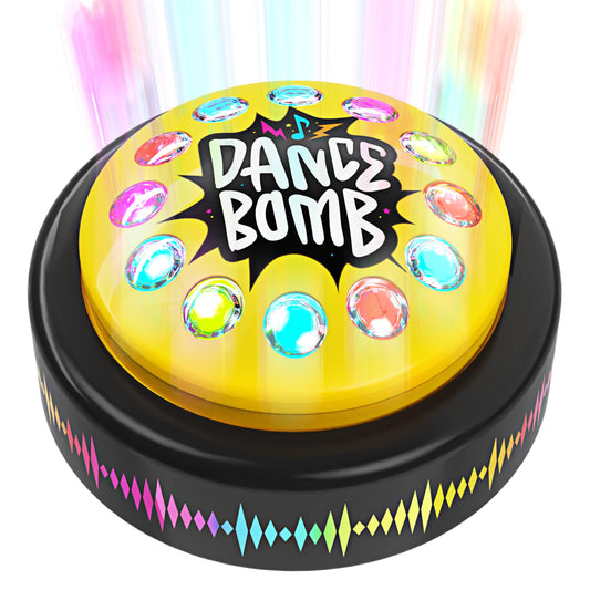 KNUCKLHEAD Dance Bomb button close-up ready to spark quick classroom energy.