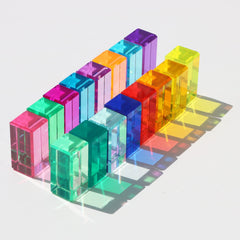 KOAICS Rainbow Crystal Strip Blocks stacked in a colorful display for learning colors