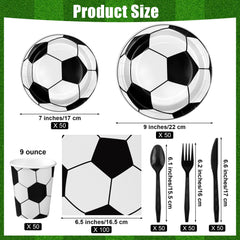Kochorie soccer dinnerware plates 9-inch for ample game-day portions.