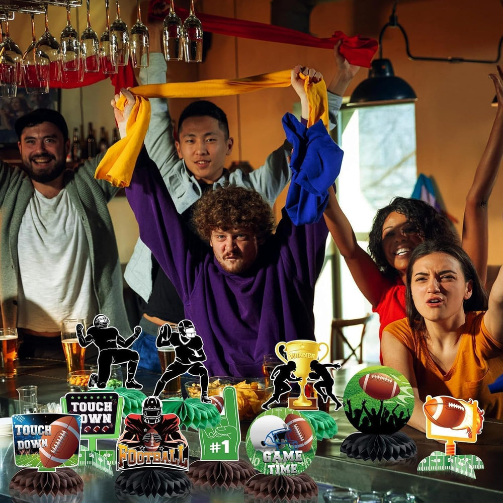 Kockuu football party decor setup showing durable materials and easy assembly