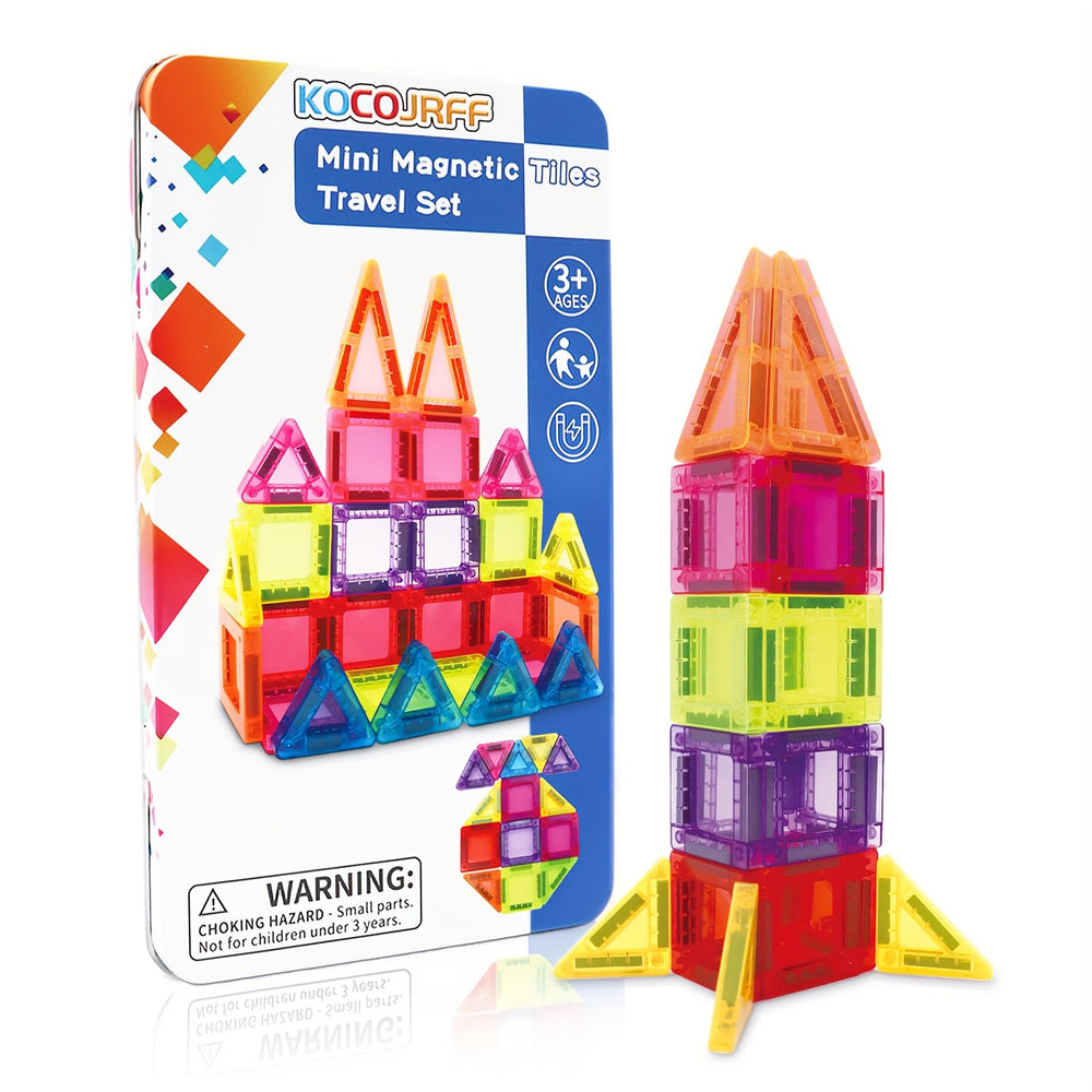 kocojrff 57pcs magnetic tiles mini travel set for creative building on the go