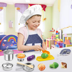KODATEK apron and chef hat encourage role-play in the kitchen.