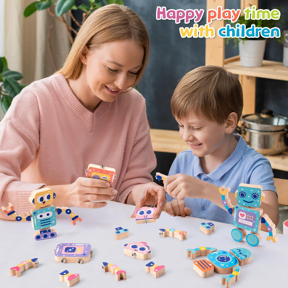 KODATEK educational wooden building blocks promote creativity and problem solving.