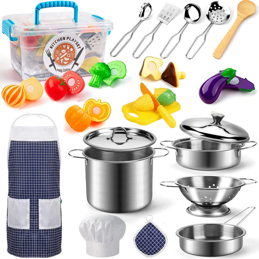 KODATEK play kitchen pots and pans set for realistic pretend cooking.