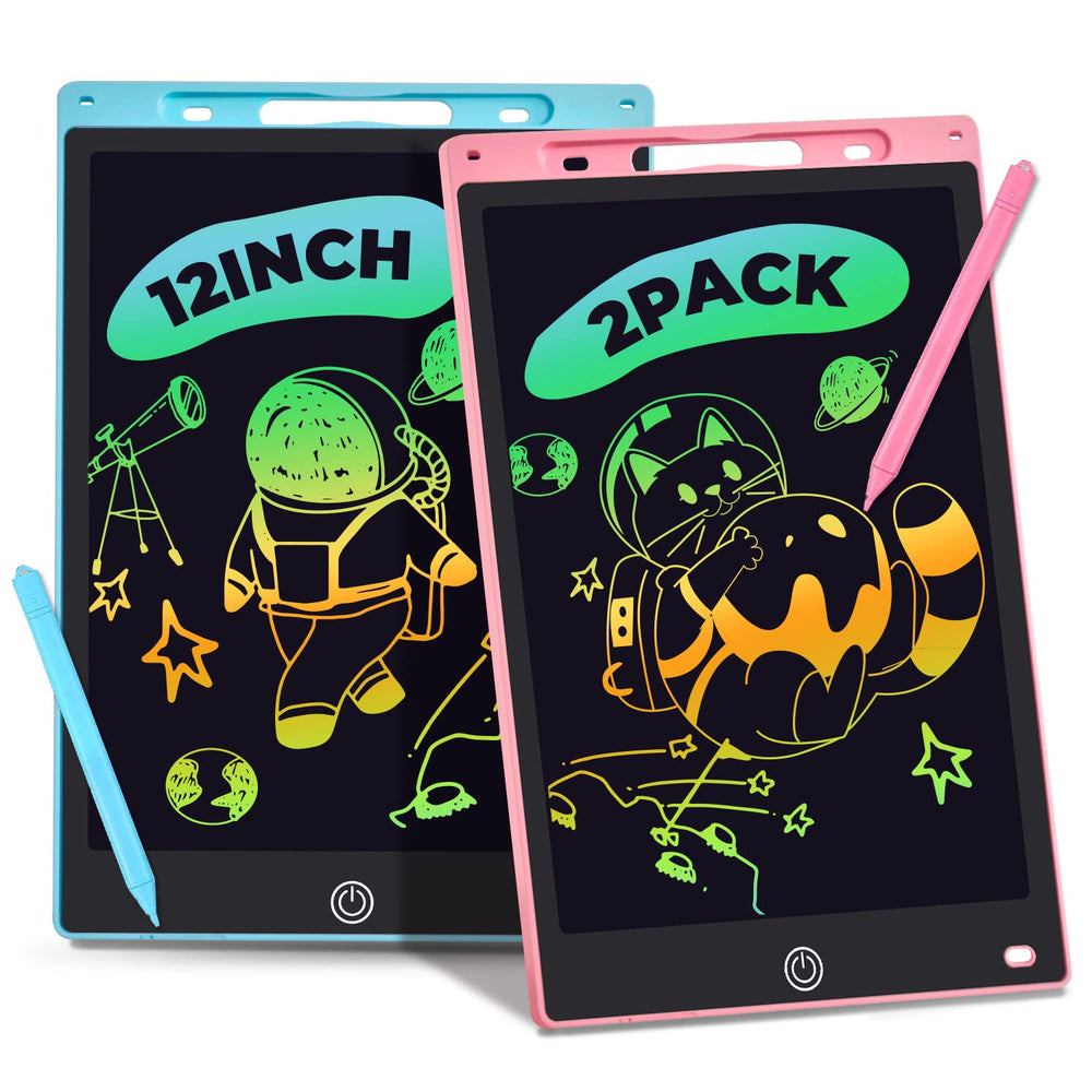 Kogabanny 12-inch LCD writing tablet pink and blue two-pack for mess-free drawing