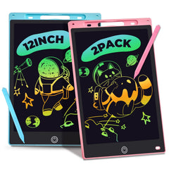 Kogabanny 12-inch LCD writing tablet pink and blue two-pack for mess-free drawing