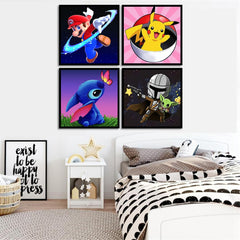 KOJEFCV 8x8 inch canvas shows a charming cartoon scene finished.
