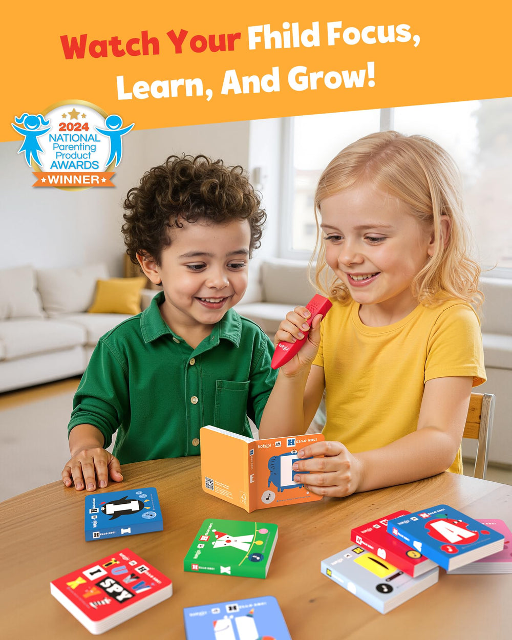 KOKODI Talking Pen in use with child, promoting alphabet recognition