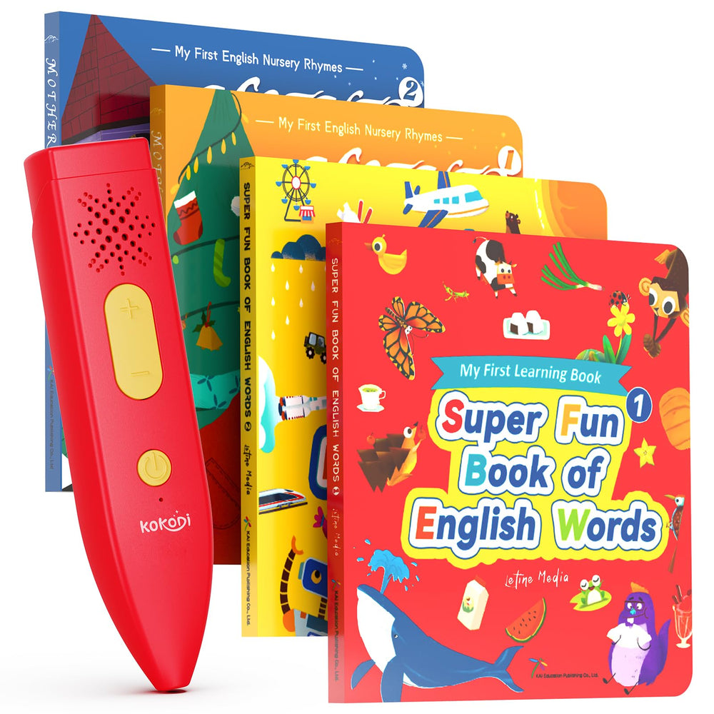 KOKODI talking pen on a book for interactive reading and learning on the go.
