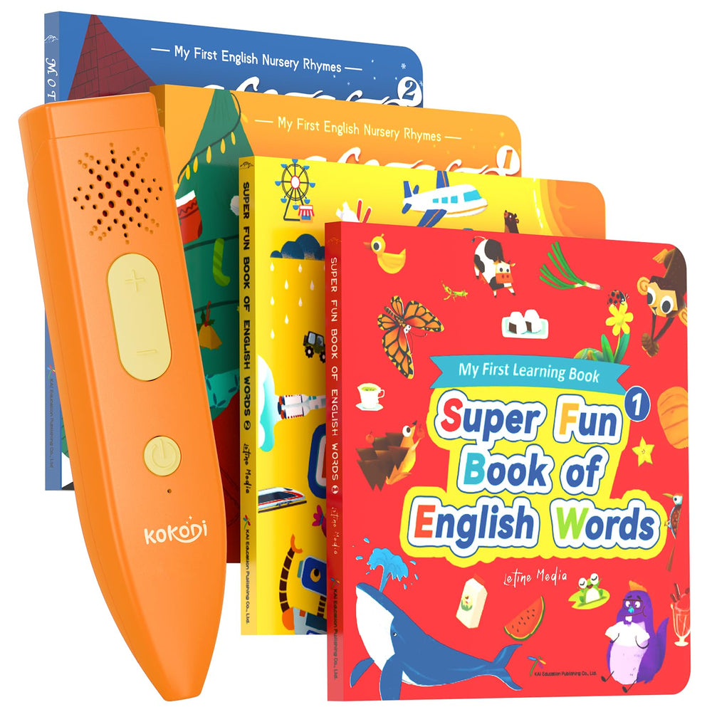 KOKODI talking pen reads on a book, promoting independent reading for kids.