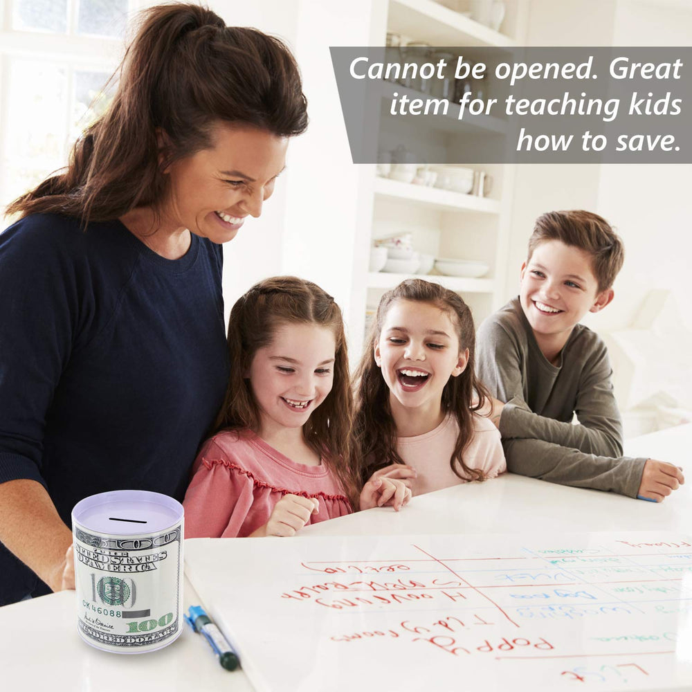 Kole Imports top-slot bank for coins and bills, ideal saving practice.