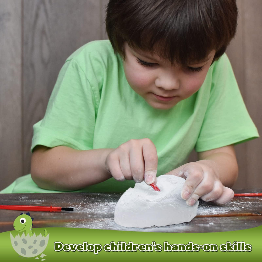 Kolegend Dino Eggs Dig Kit 12 dinosaur cards with facts for curious minds.