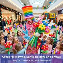 Koogel balloon flowers, crowns, and swords for striking centerpieces
