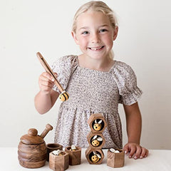 KOOKAROO hive lid keeps pieces organized for open-ended play sessions.