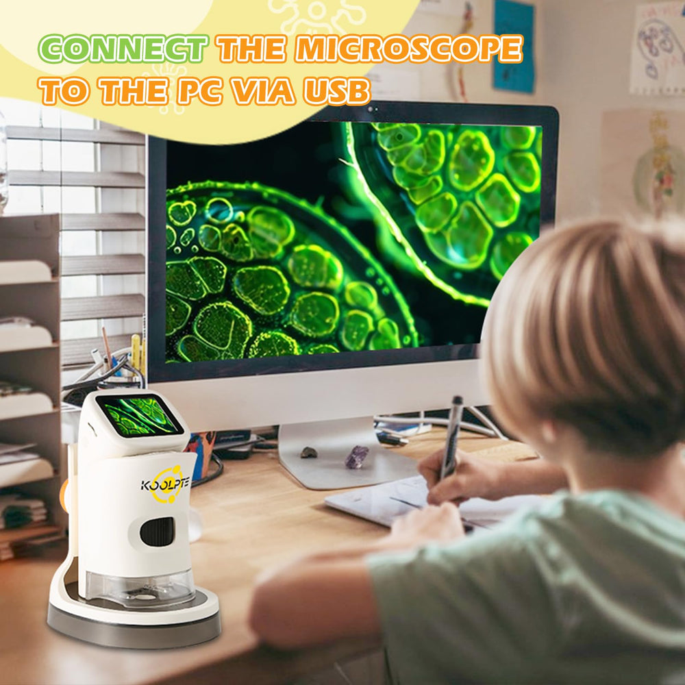 Koolpte Kids Microscope includes memory card slot to save experiments