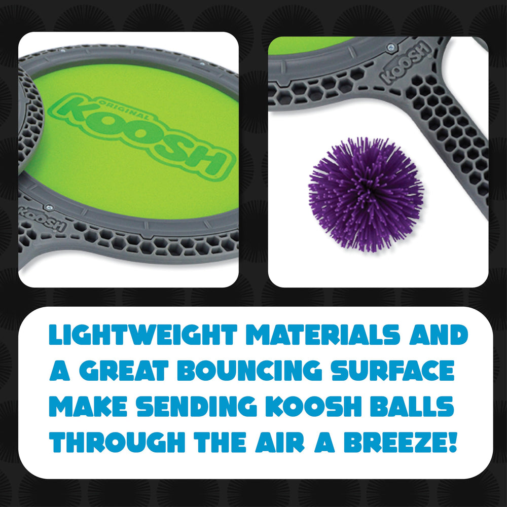 Two players use Koosh Paddle Play Set outdoors for active play