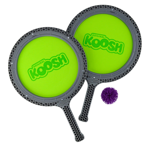 Koosh Double Paddle Playset paddles designed for fast bounce action indoors