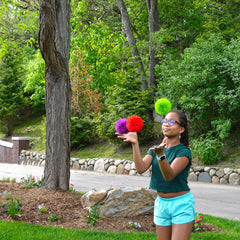 Koosh Mondo Ball color spotting enhances visibility and play