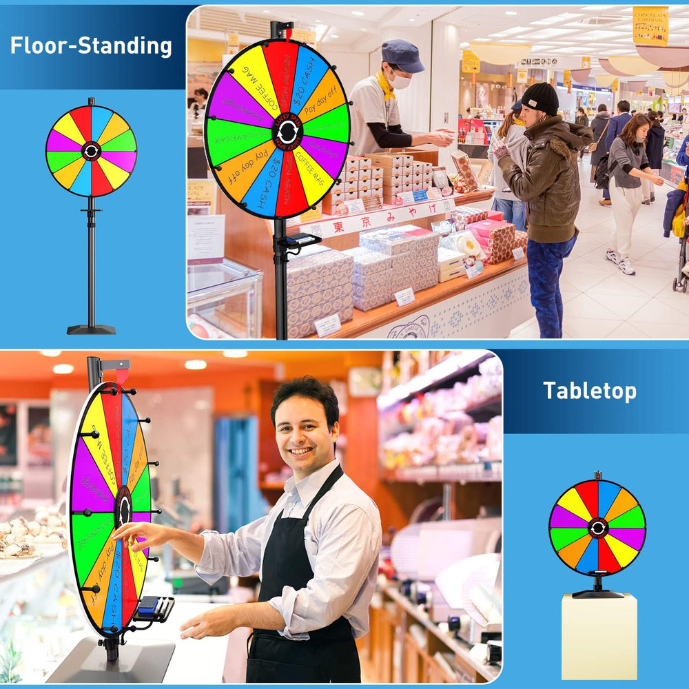KOOV 24-inch prize wheel on floor stand offering adjustable height for events