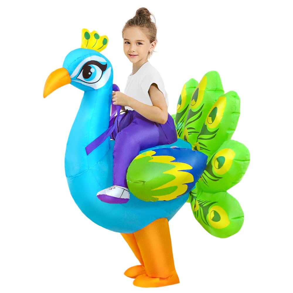 KOOY Peacock costume inflates with feathered details and vibrant colors