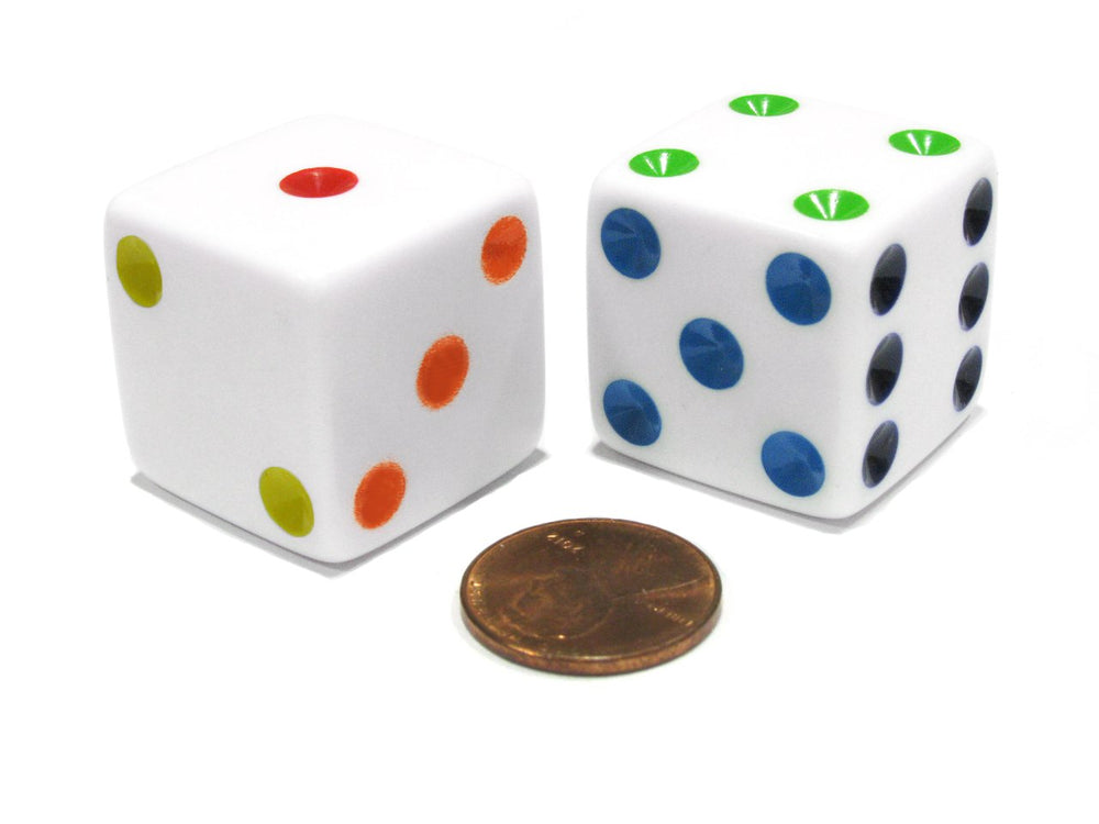 Koplow Games D6 25mm jumbo dice with multicolor pips for easy visibility during play