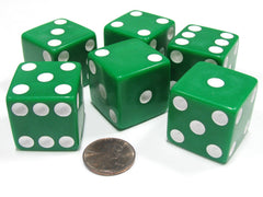 Koplow Games green opaque jumbo D6 dice set for easy visibility in tabletop games.