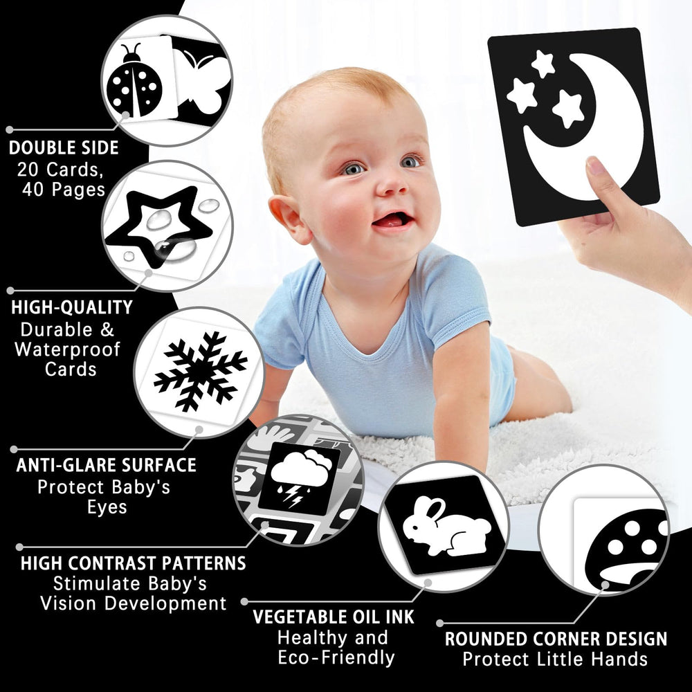 Kopokita high-contrast cards featuring moon and stars for gentle visual exploration.