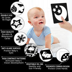 Kopokita high-contrast cards featuring moon and stars for gentle visual exploration.