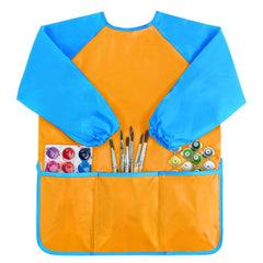 Kopokita Kids Art Smock front view in orange protects clothing during painting