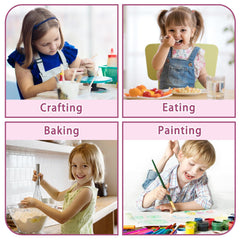 Kopokita pink smock in action during painting and crafts shows quick-dry surface.