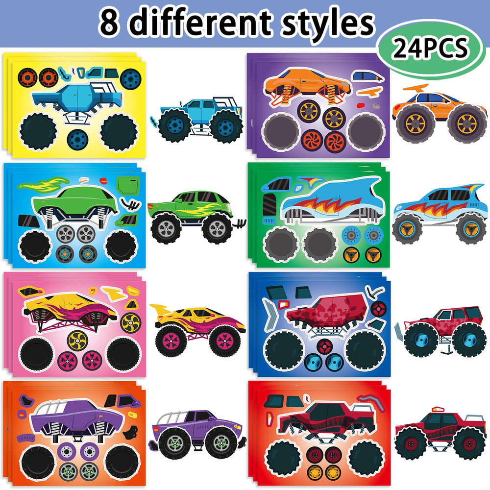 Kopokita monster truck stickers sheet 2 featuring expressive wheels for imaginative play