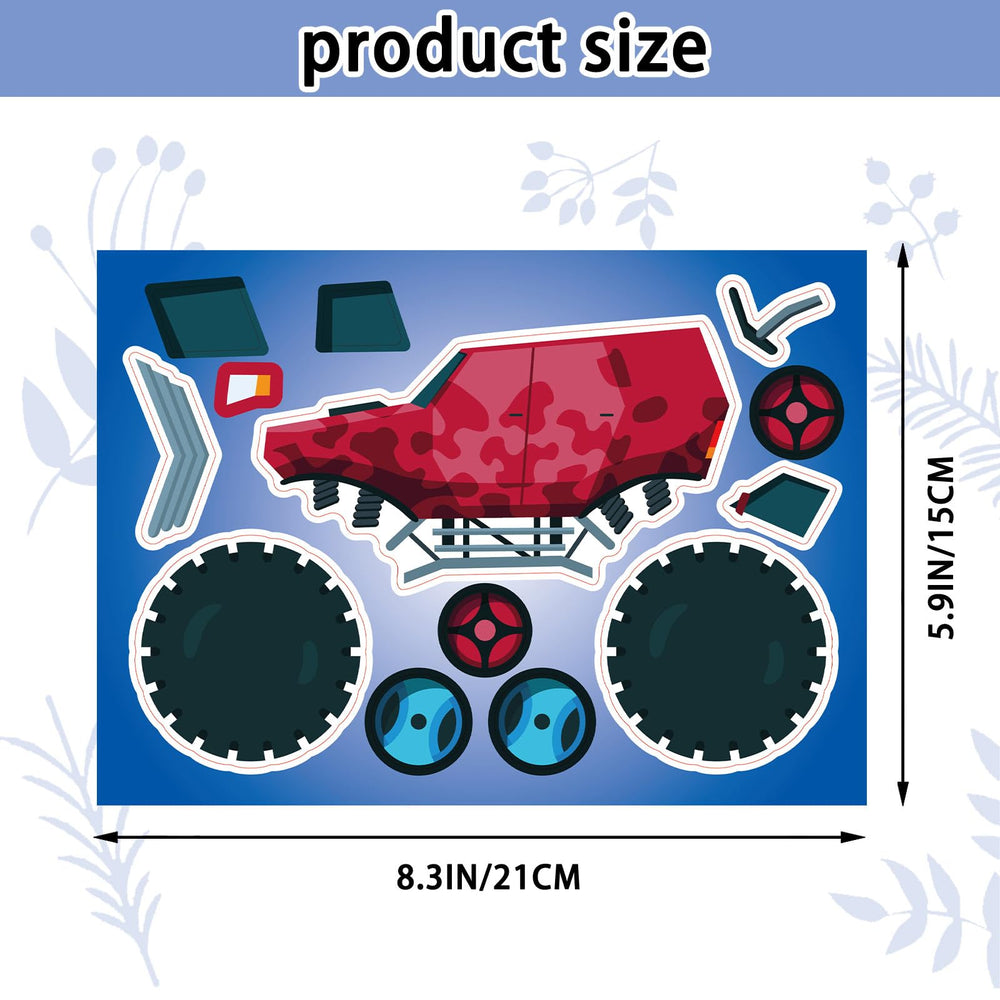 Kopokita monster truck stickers sheet 3 ready for kids art projects and classroom fun