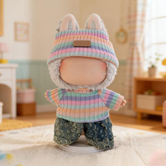 KORIYO rainbow sweater set for 17cm dolls—ideal for photos and display