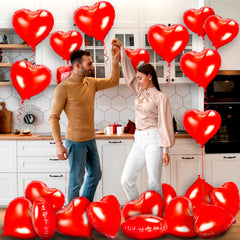 Kortes valentine day room decor setup with red heart balloons