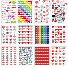 Kortes valentines heart stickers cover image, 12-sheet display for easy decor